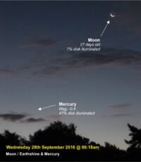 Moon’s earthshine & Mercury